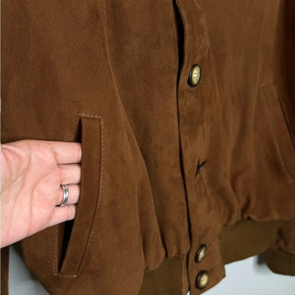 Bettina Rizzi Suede Bomber Jacket L Espresso Brown VTG Italian Leather Coat - Picture 3 of 11